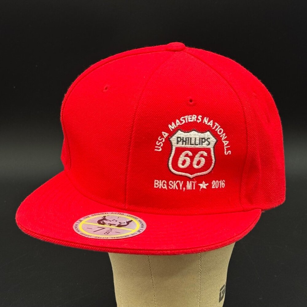 2016 Phillips 66 USSA Masters Nationals Big Sky MT Fitted Hat Size 7 5/8 Red Cap